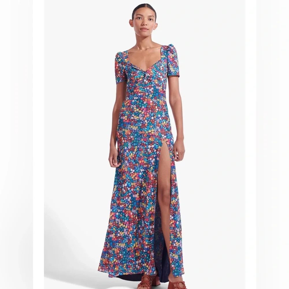Staud Lea Maxi Dress in Rainbow Flower Market - Picture 4 of 12